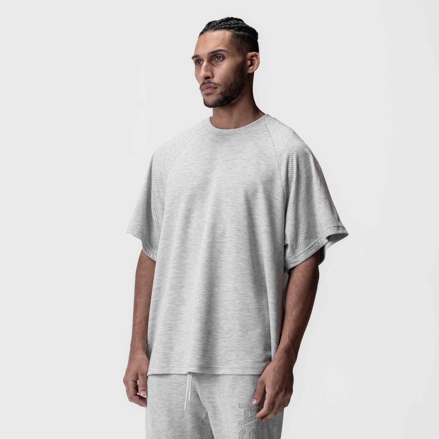 0946. Waffle Knit Oversized Tee Heather Grey | ASRV Online