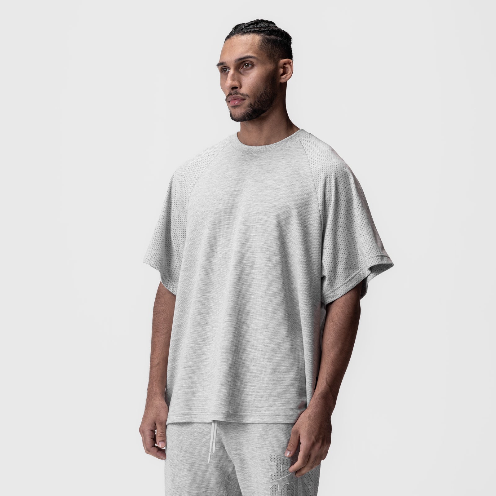 0946. Waffle Knit Oversized Tee Heather Grey | ASRV Online