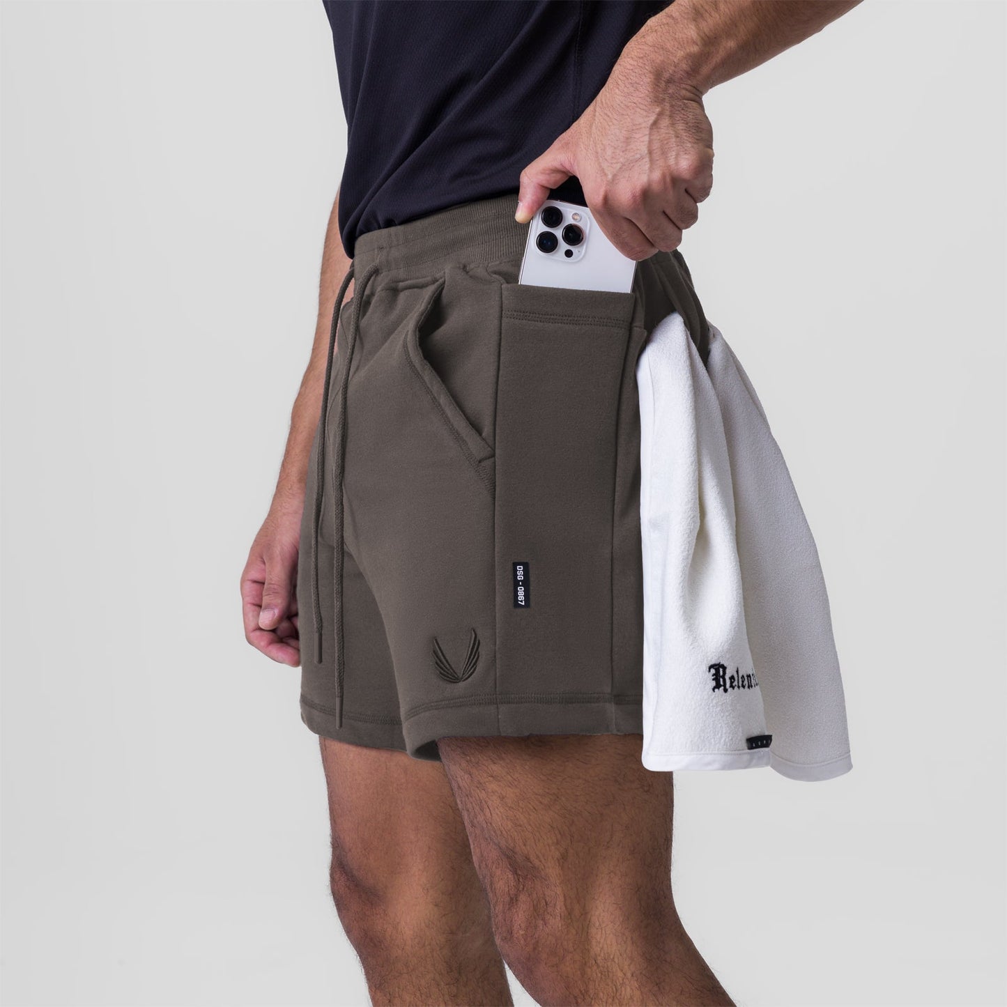 0867. Tech-Terry™ Sidelock Sweat Short Deep Taupe | ASRV for sale
