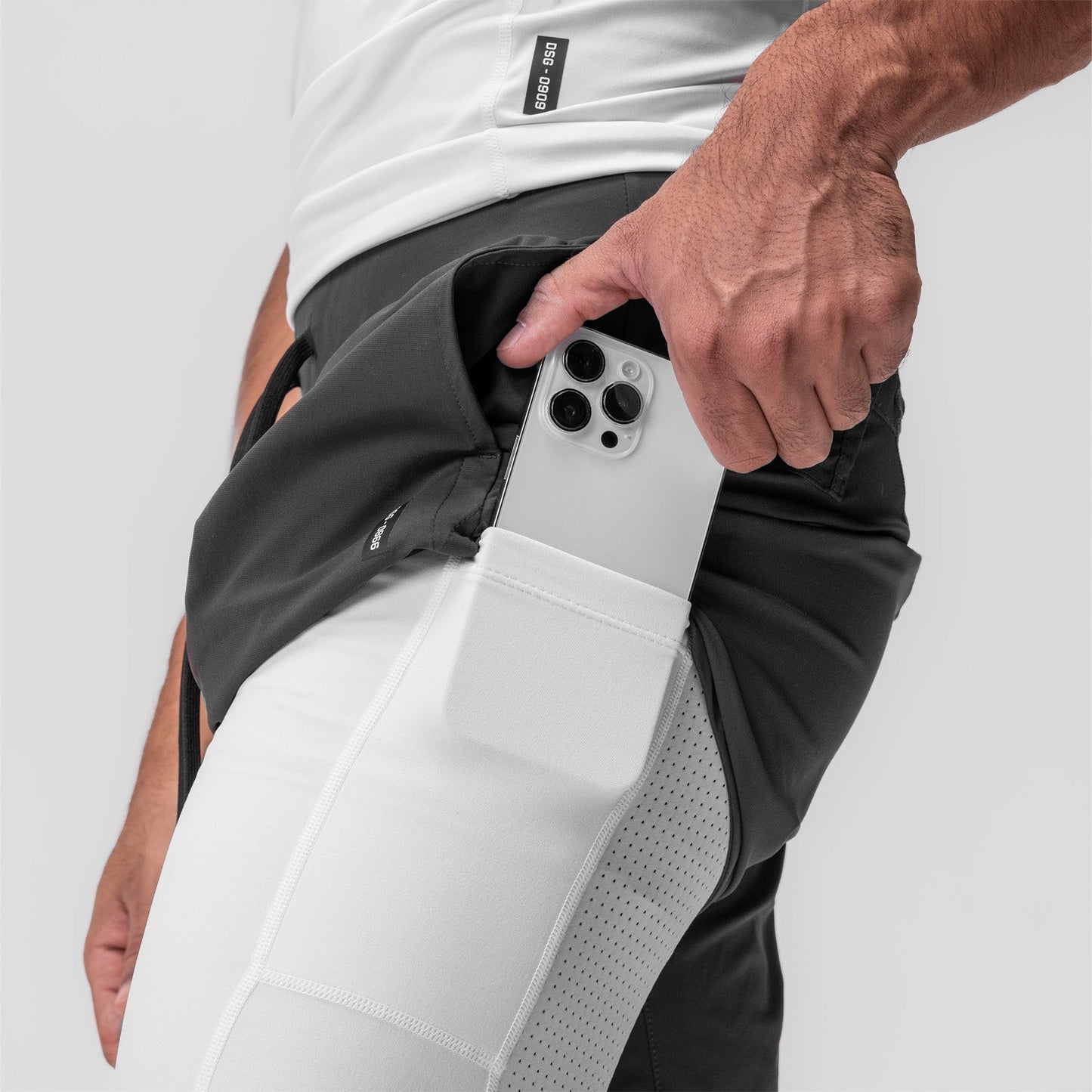 0866. Tetra-Lite® 7" Liner Short Space Grey "Cyber"/White | ASRV on sale