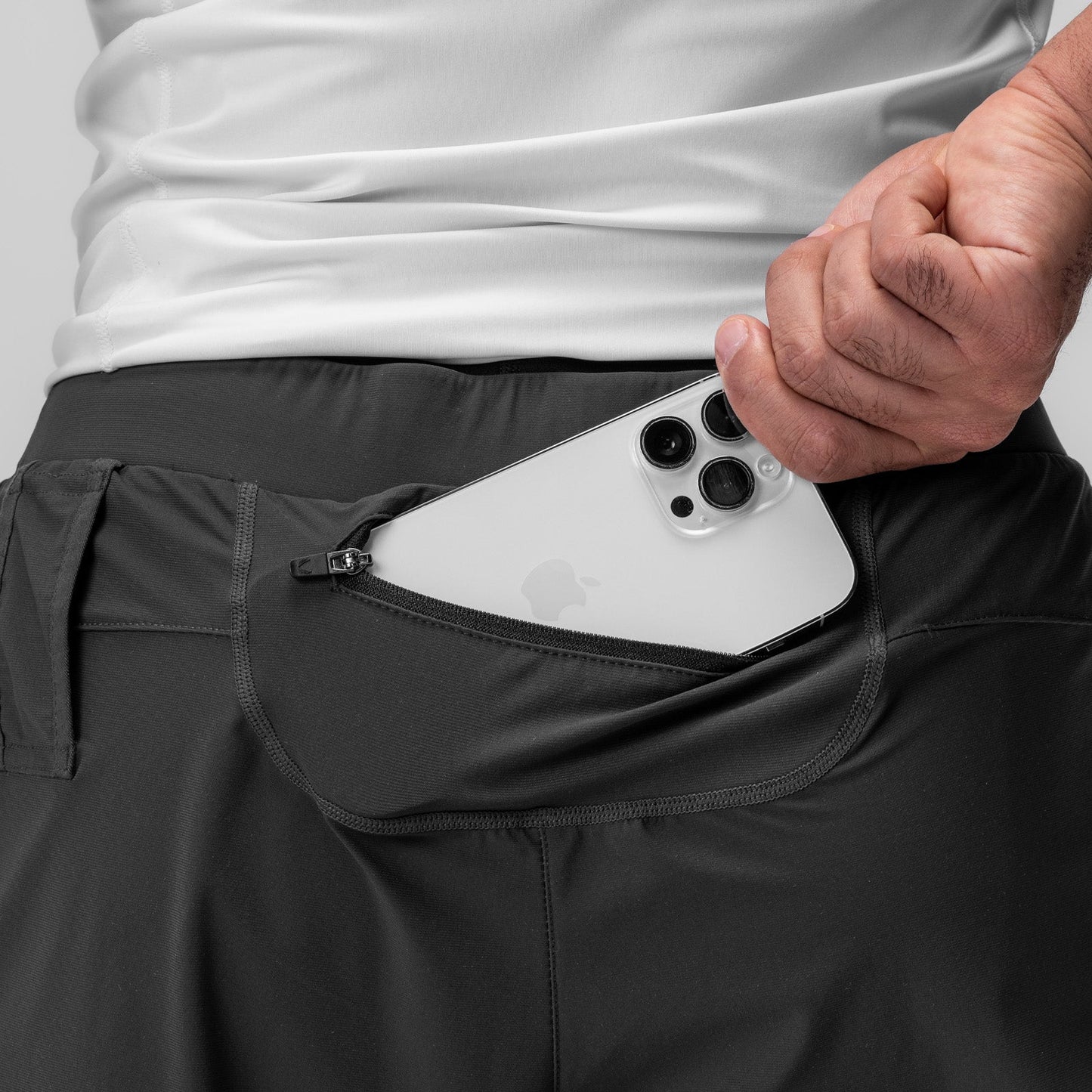 0866. Tetra-Lite® 7" Liner Short Space Grey "Cyber"/White | ASRV on sale
