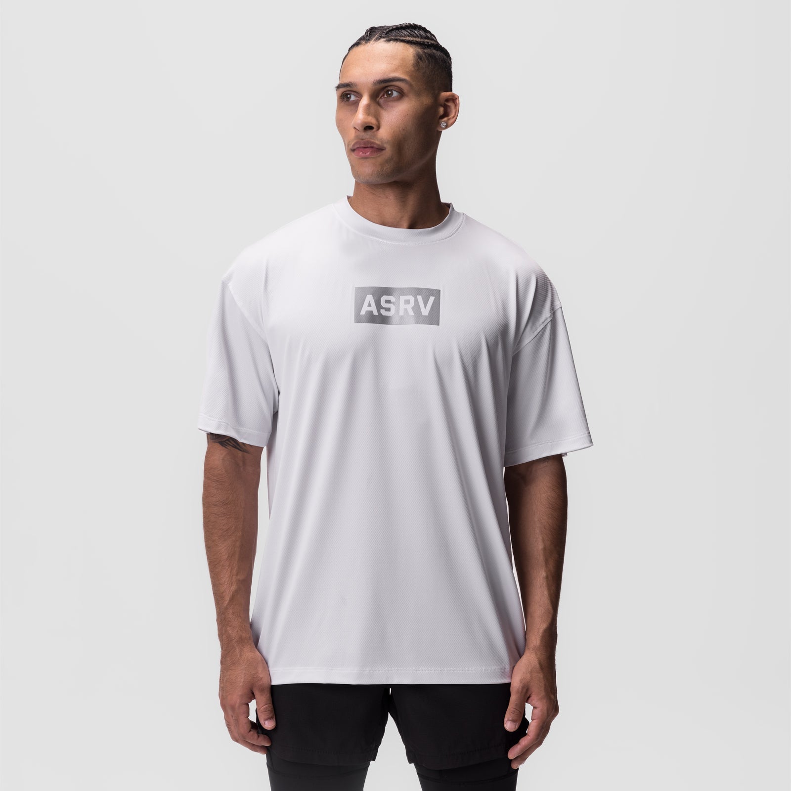 0822. AeroSilver® Oversized Tee White "Box Logo" | ASRV Discount