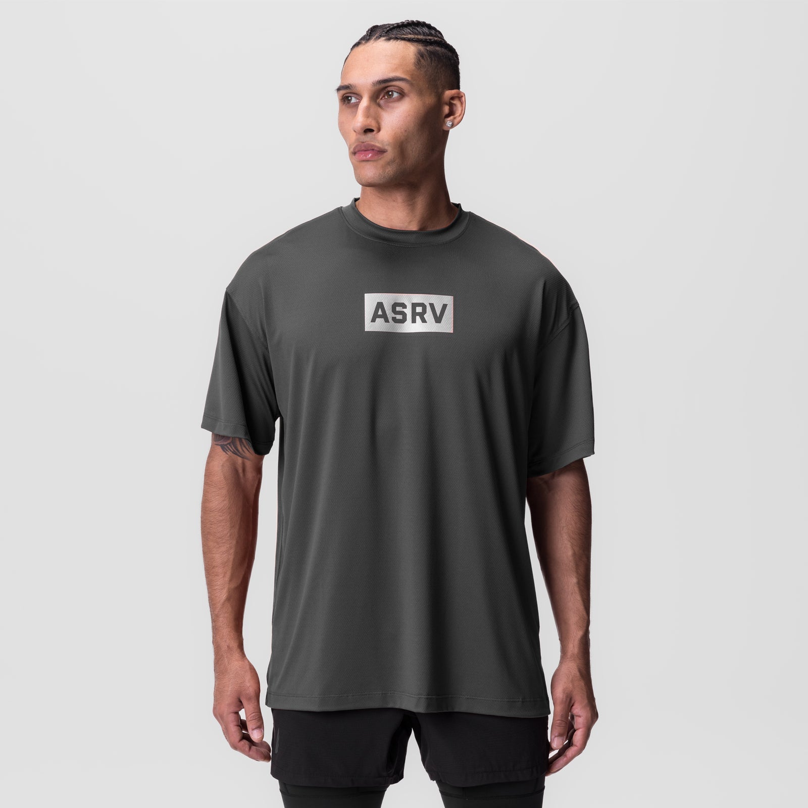 0822. AeroSilver® Oversized Tee Space Grey "Box Logo" | ASRV sale