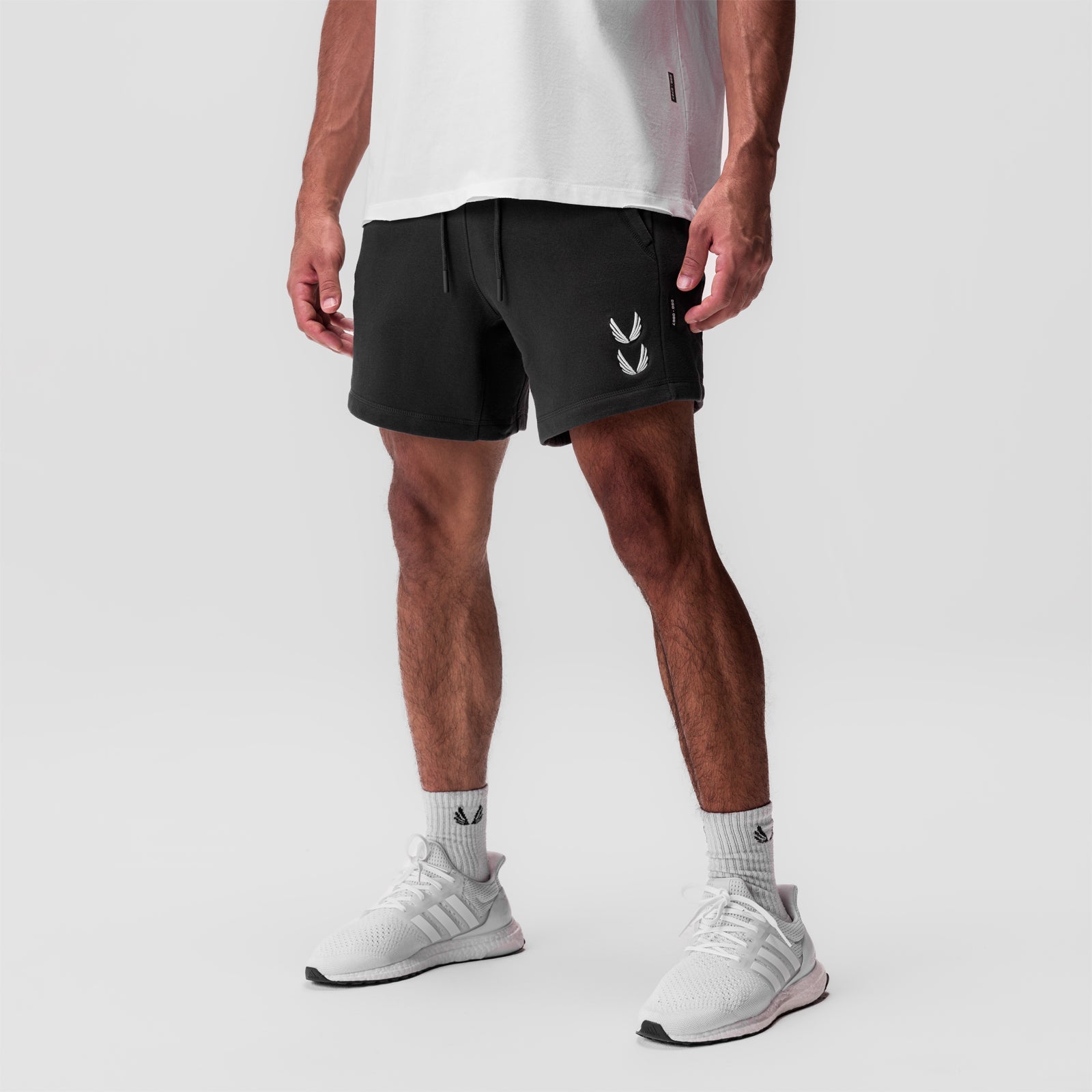 0867. Tech-Terry™ Sidelock Sweat Short Black "Stacked Wings" | ASRV discount