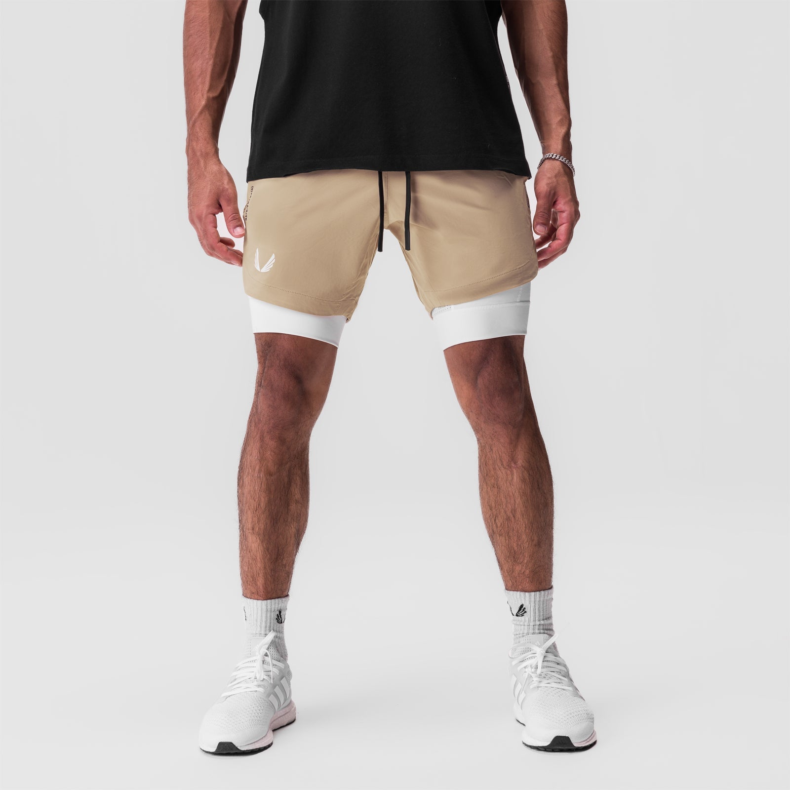 0866. Tetra-Lite® 7" Liner Short Khaki/ White / White "Wings" | ASRV Discount