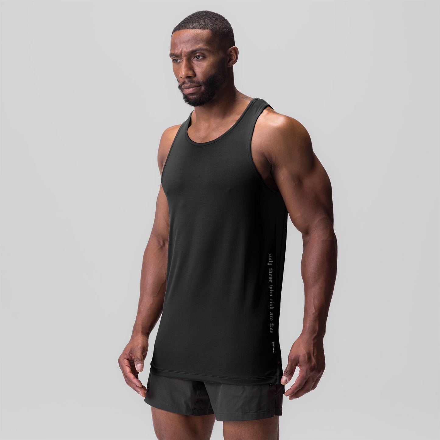 0835. 3D-Lite® 2.0 Drop Hem Tank Black "OTWR" | ASRV for sale