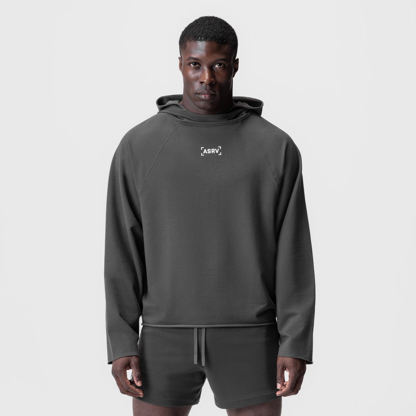 0958. Micro-Terry Raw Hem Hoodie Space Grey | ASRV Online