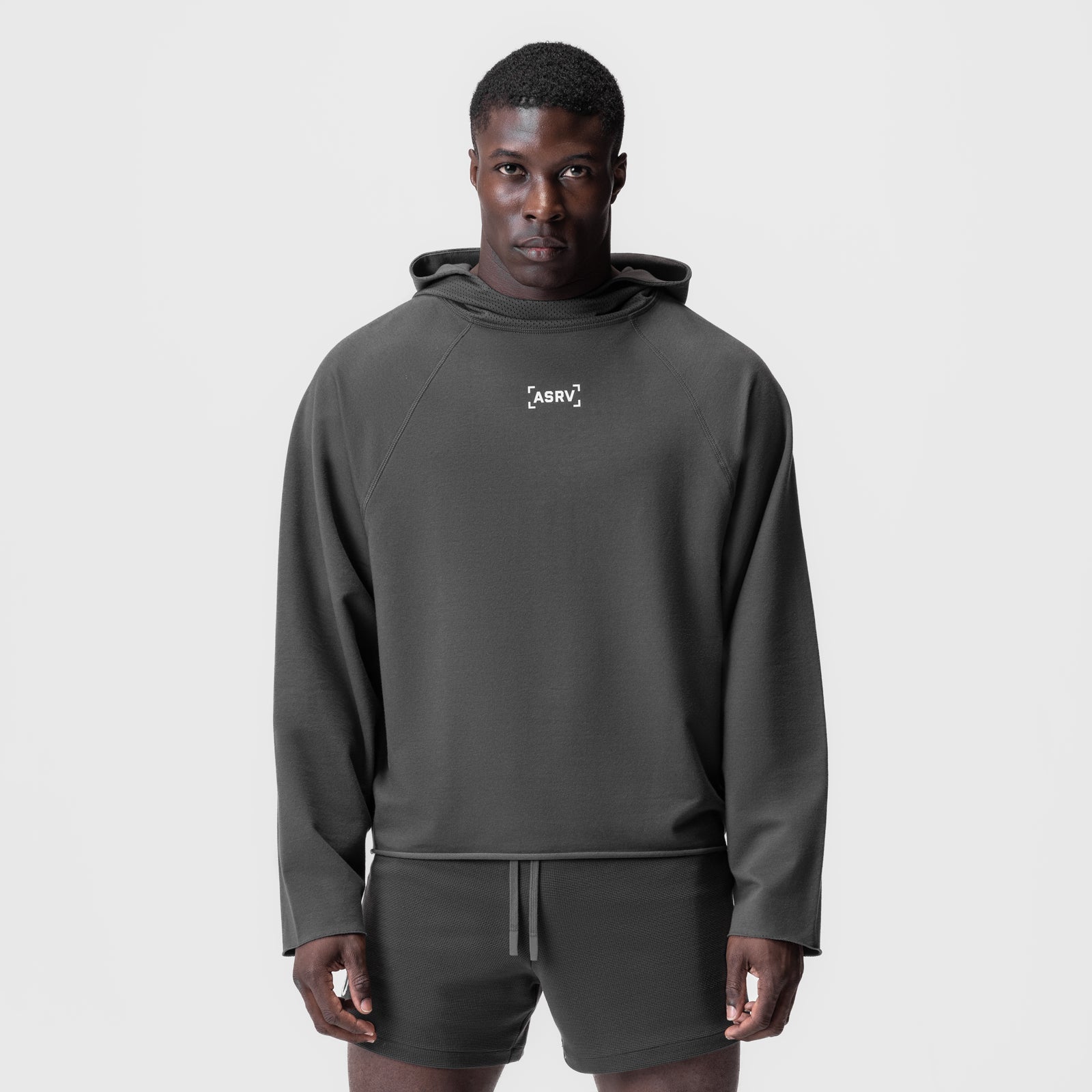 0958. Micro-Terry Raw Hem Hoodie Space Grey | ASRV Online