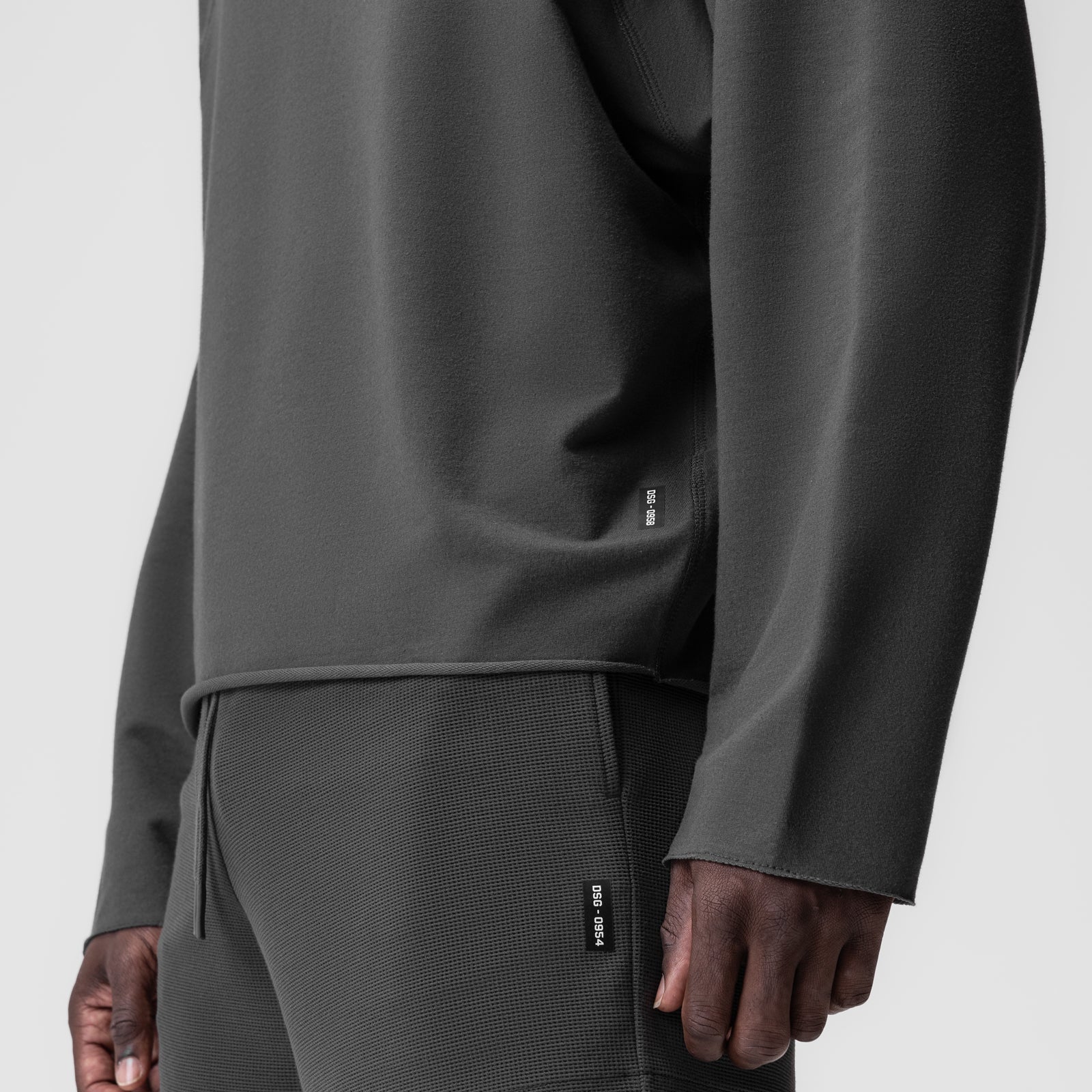 0958. Micro-Terry Raw Hem Hoodie Space Grey | ASRV Online