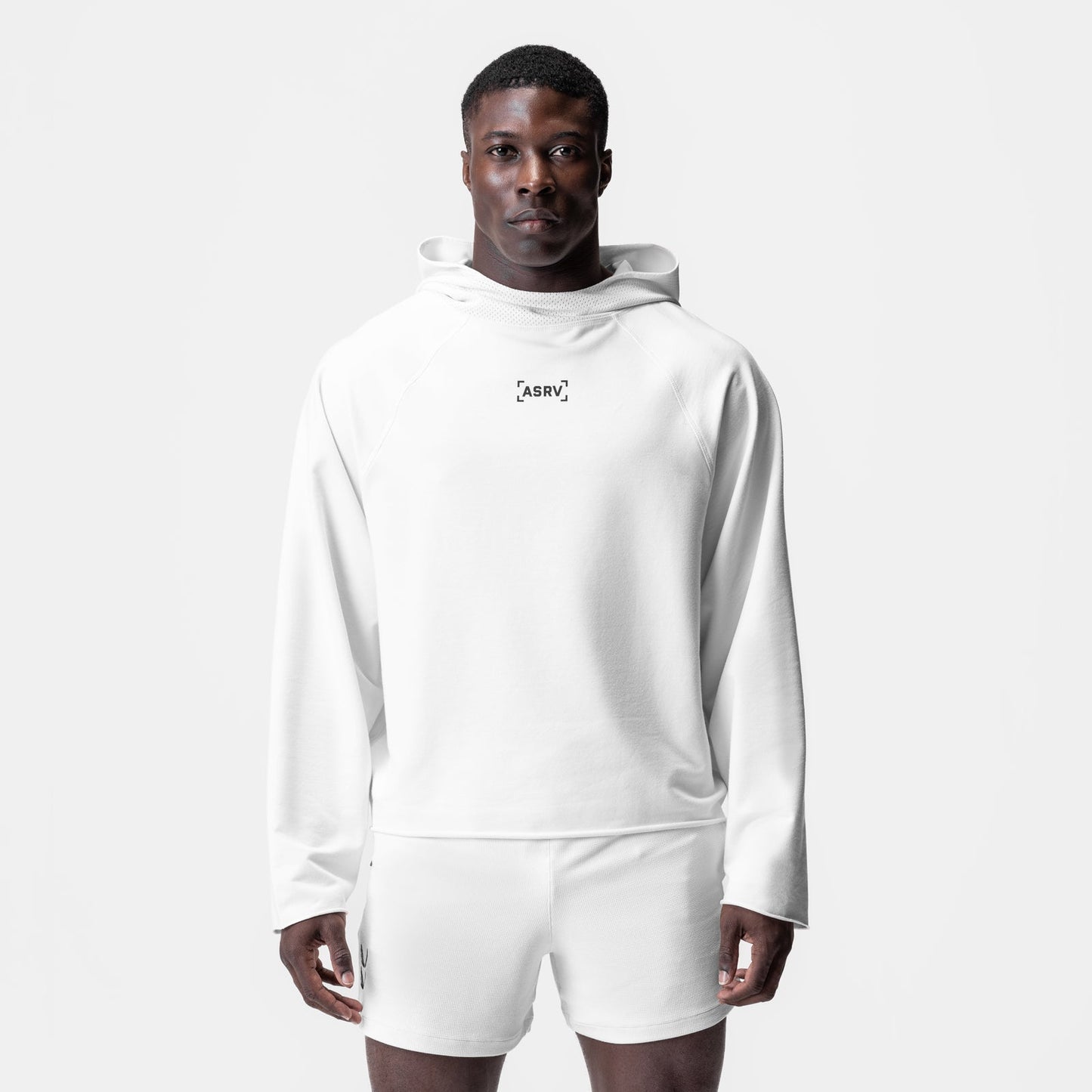 0958. Micro-Terry Raw Hem Hoodie White | ASRV Discount