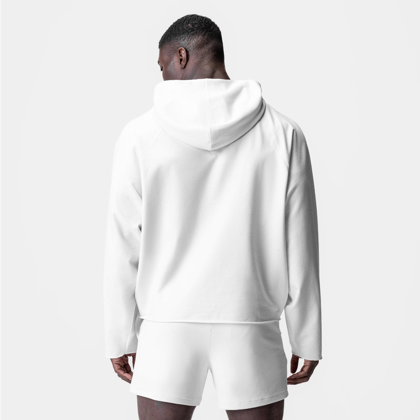 0958. Micro-Terry Raw Hem Hoodie White | ASRV Discount