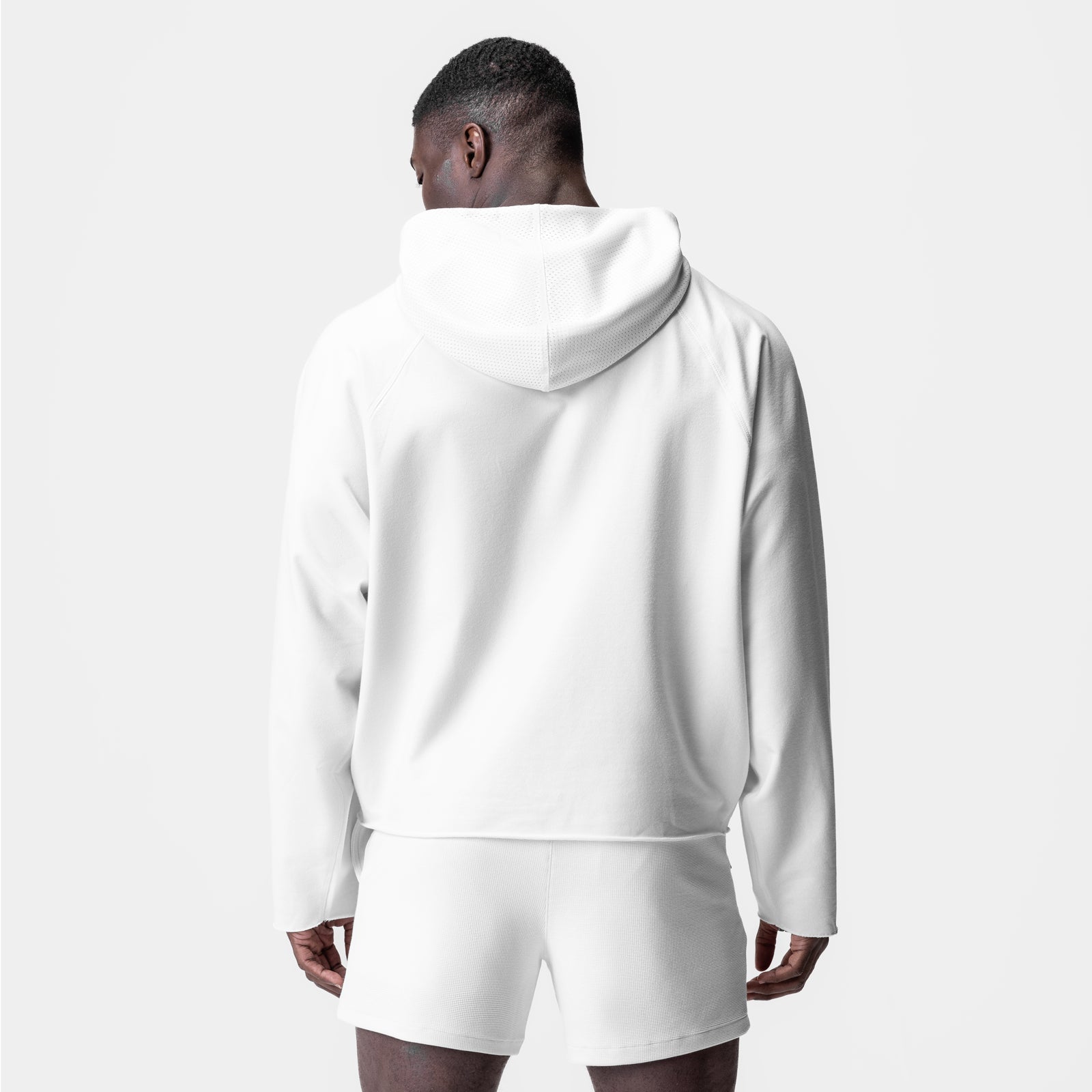 0958. Micro-Terry Raw Hem Hoodie White | ASRV Discount