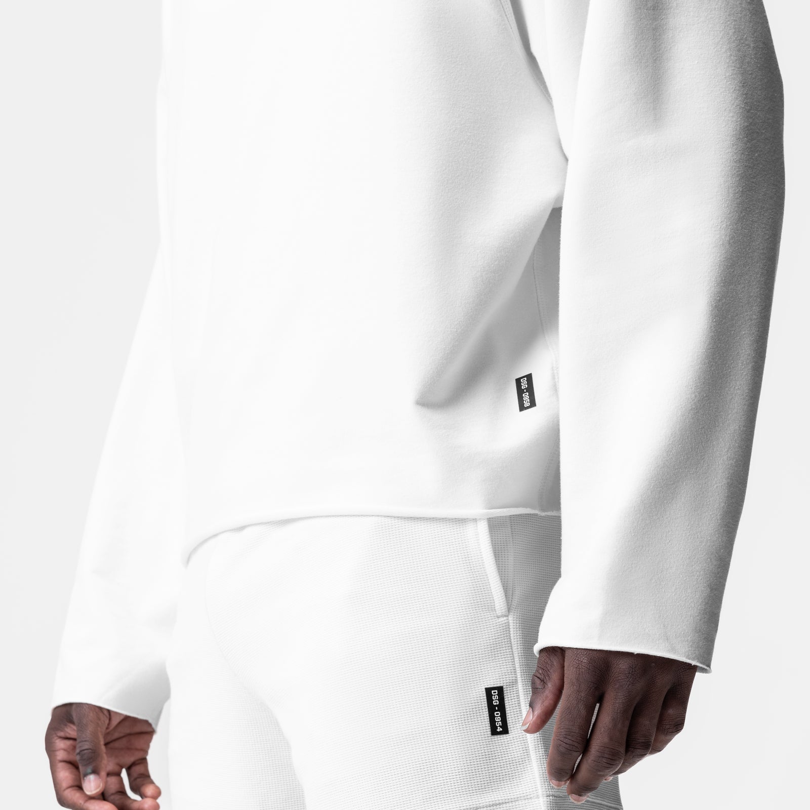 0958. Micro-Terry Raw Hem Hoodie White | ASRV Discount