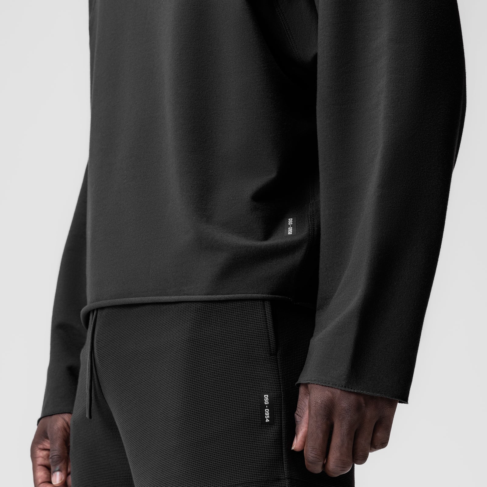 0958. Micro-Terry Raw Hem Hoodie Black | ASRV near me