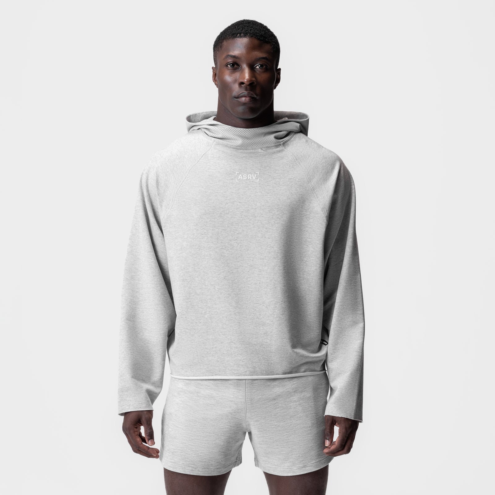 0958. Micro-Terry Raw Hem Hoodie Heather Grey | ASRV discount