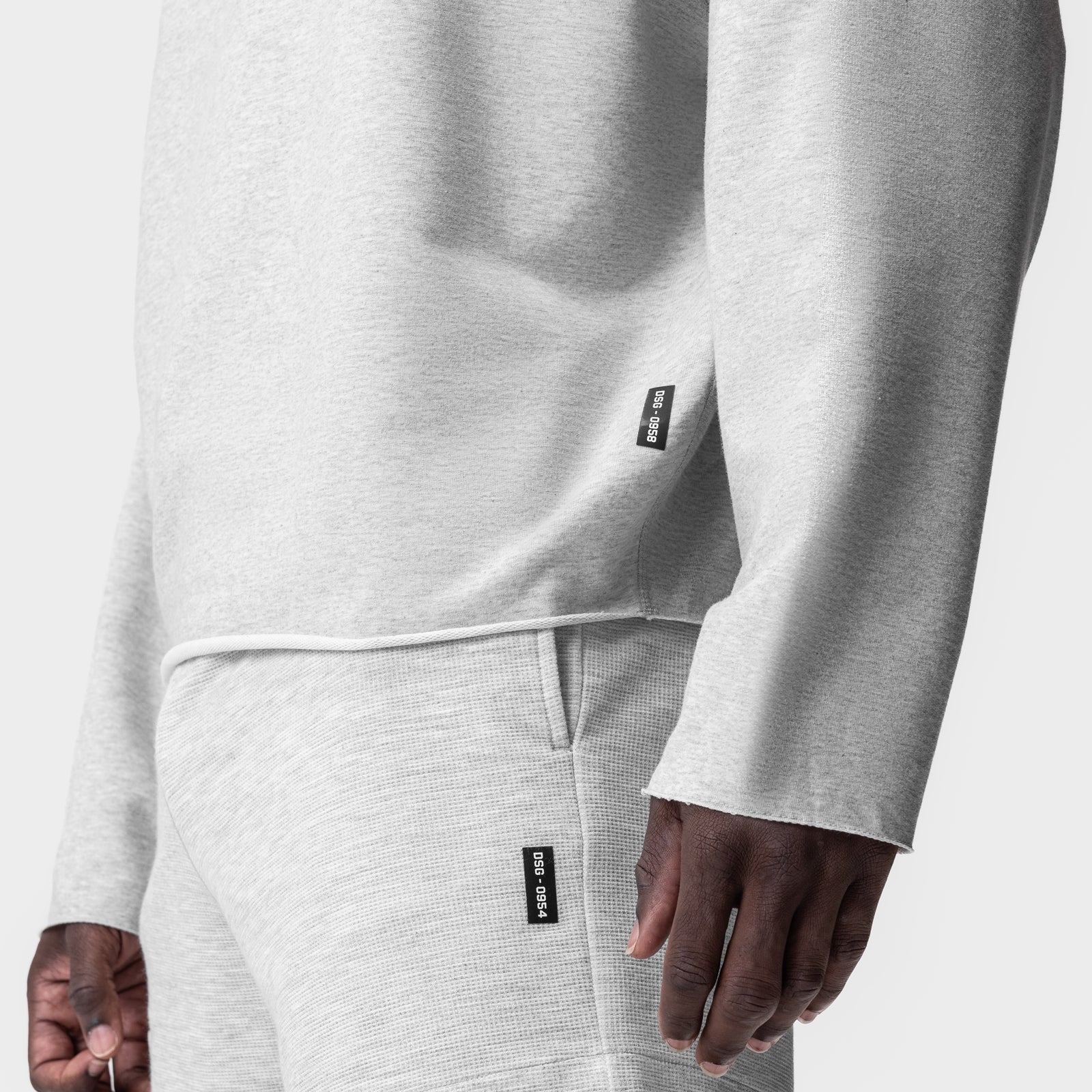 0958. Micro-Terry Raw Hem Hoodie Heather Grey | ASRV discount