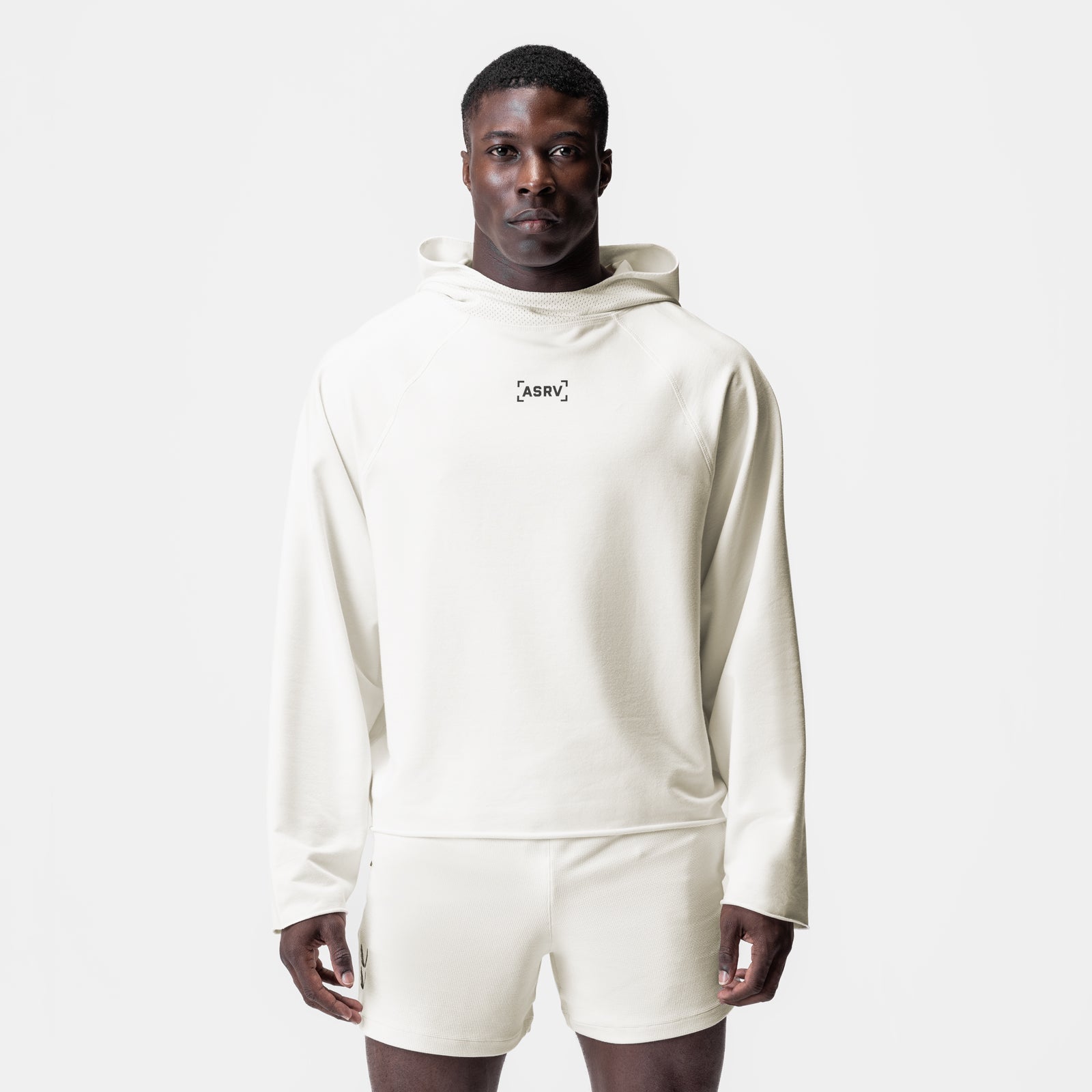 0958. Micro-Terry Raw Hem Hoodie Cream | ASRV Online