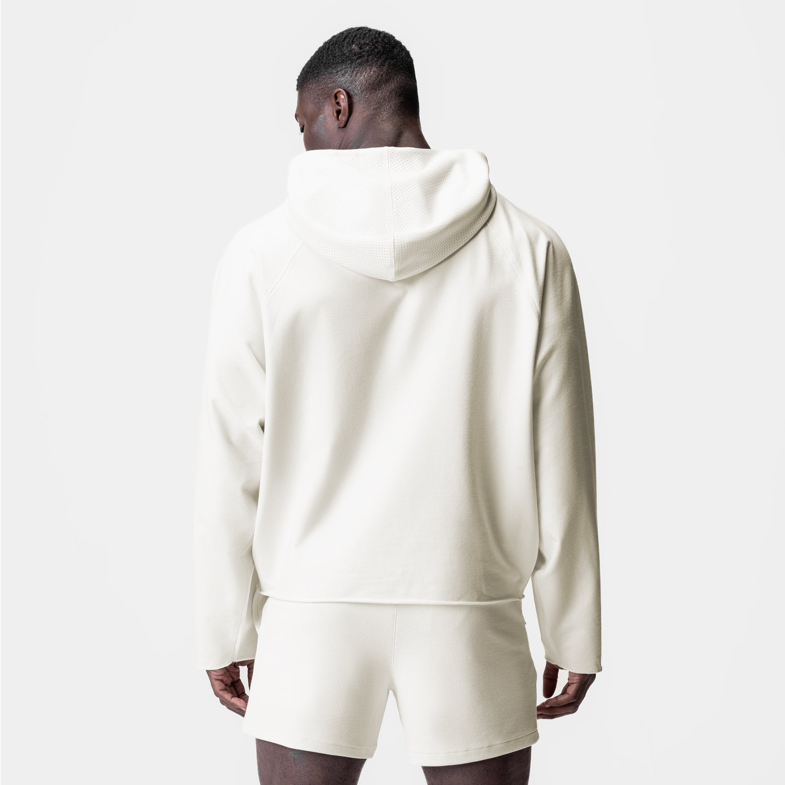 0958. Micro-Terry Raw Hem Hoodie Cream | ASRV Online