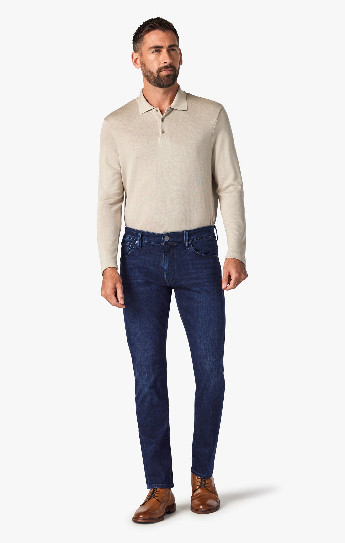 34 Heritage 34 Heritage Courage Mid-Rise, Straight Leg Jeans In Dark Midnight Brushed Urban