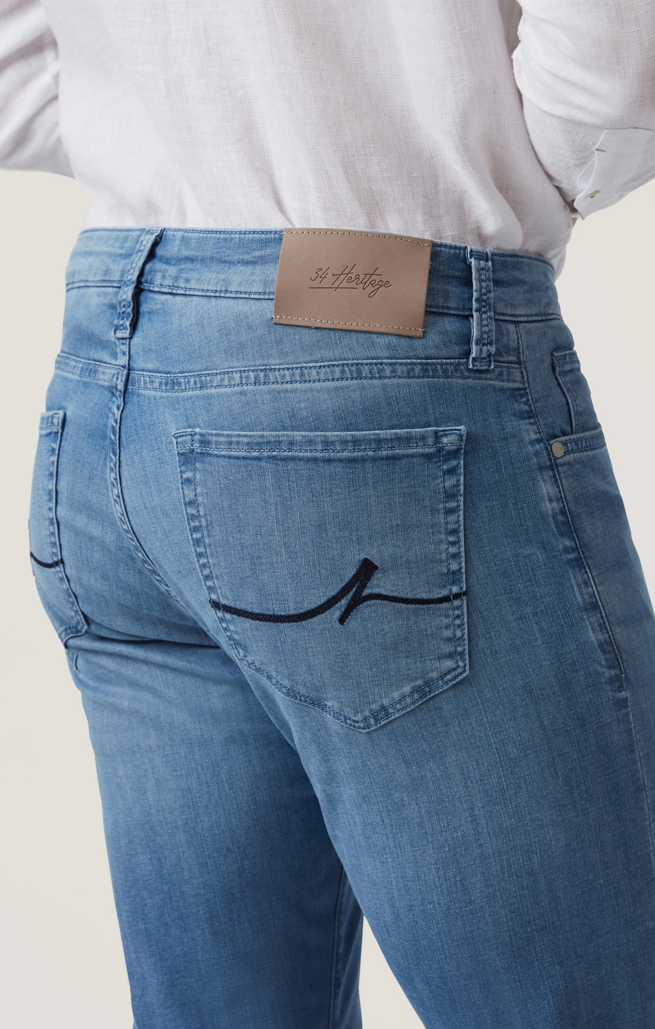 34 Heritage Courage Straight Leg Jeans in Mid Blue Kona