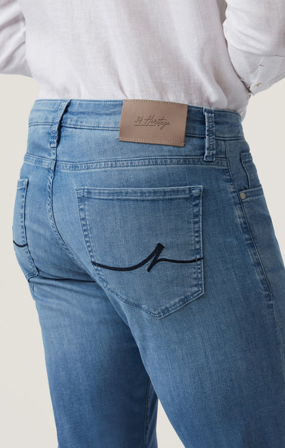 34 Heritage Courage Straight Leg Jeans in Mid Blue Kona