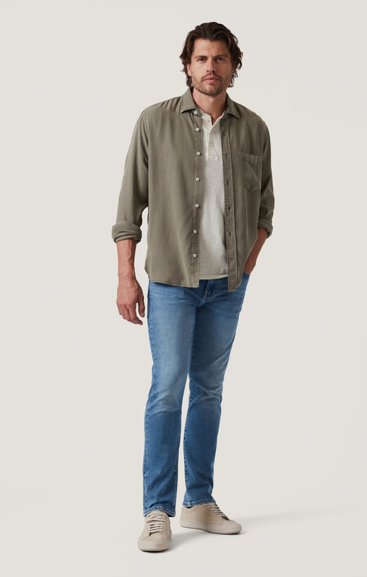 34 Heritage Courage Straight Leg Jeans in Mid Brushed Organic Ultra
