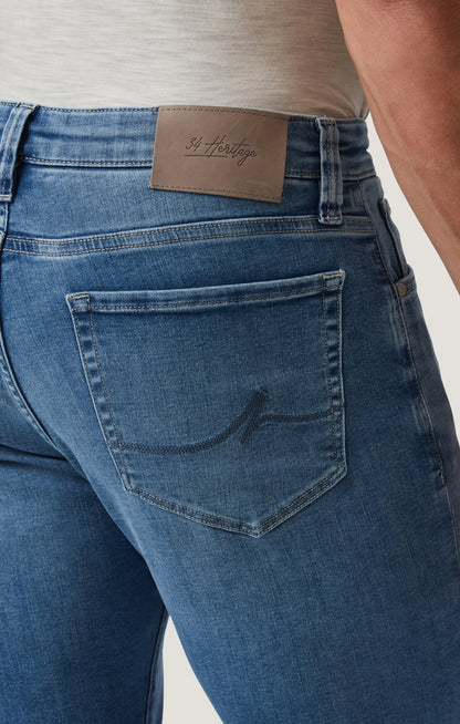 34 Heritage Courage Straight Leg Jeans in Mid Brushed Organic Ultra