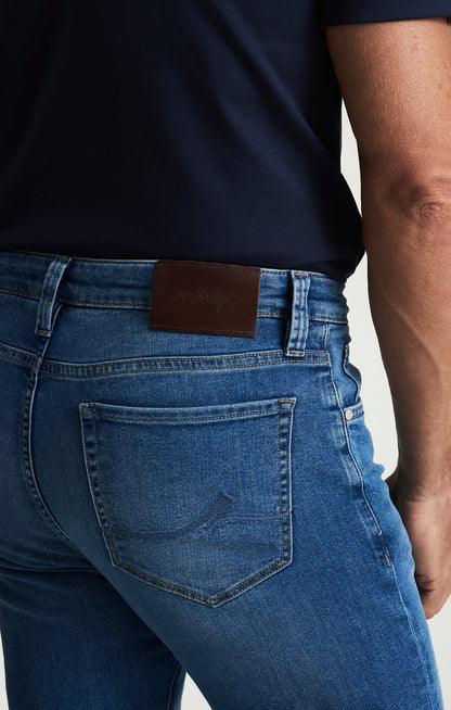 34 Heritage Courage Straight Leg Jeans In Mid Brushed Aerodenim