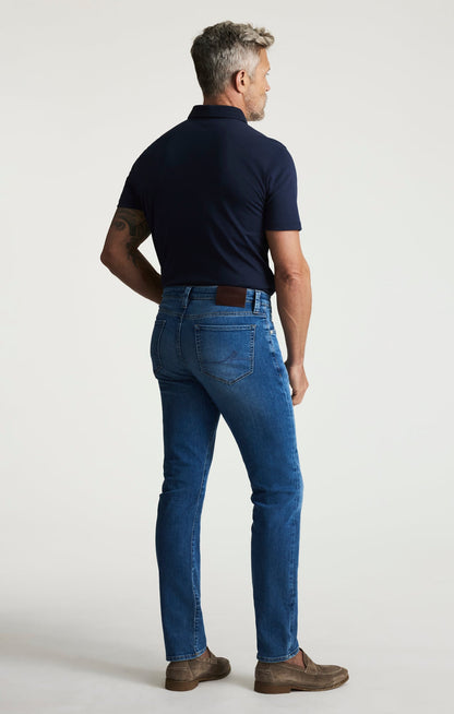 34 Heritage Courage Straight Leg Jeans In Mid Brushed Aerodenim