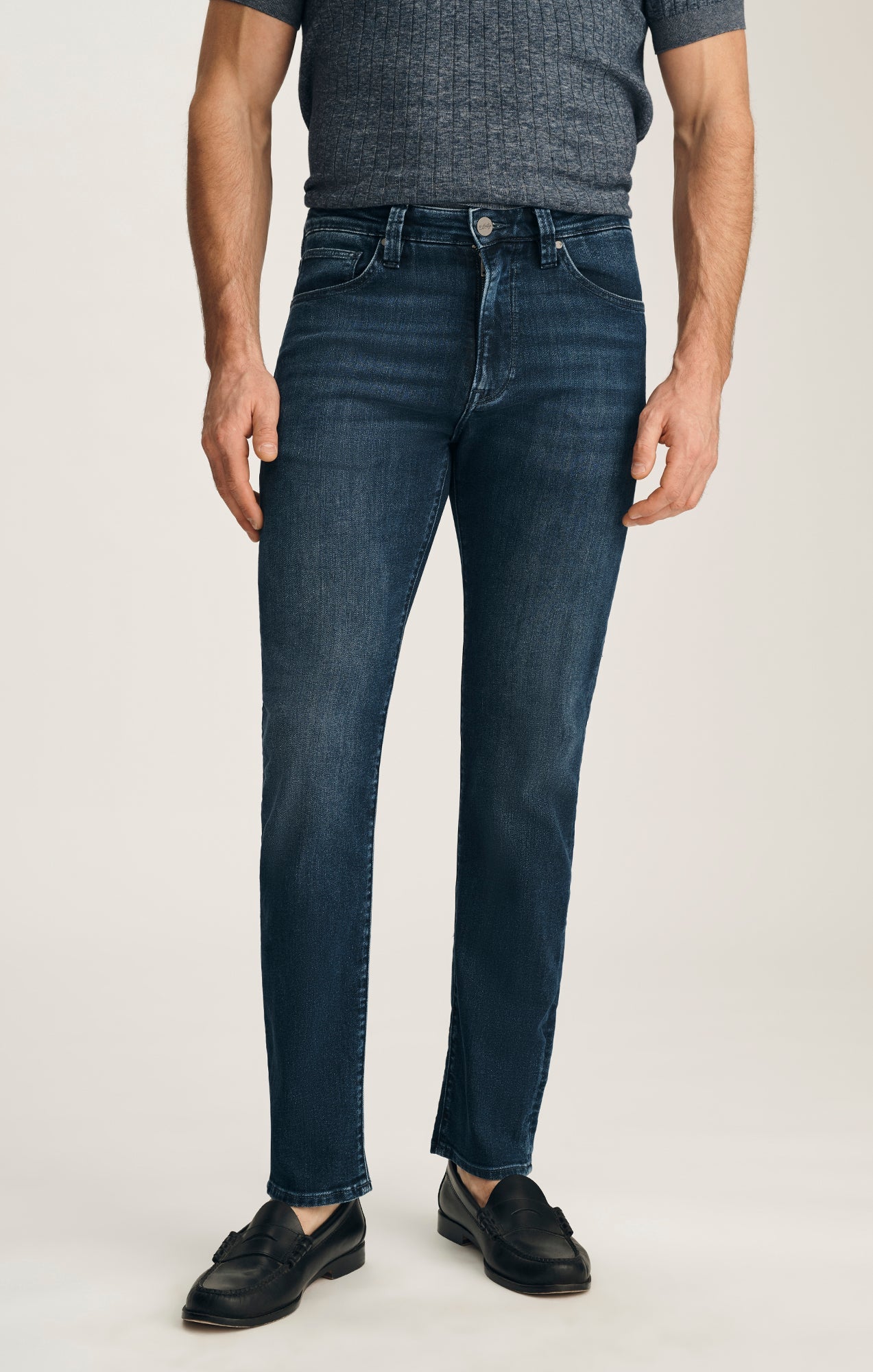 34 Heritage Courage Straight Leg Jeans In Deep Brushed Aerodenim