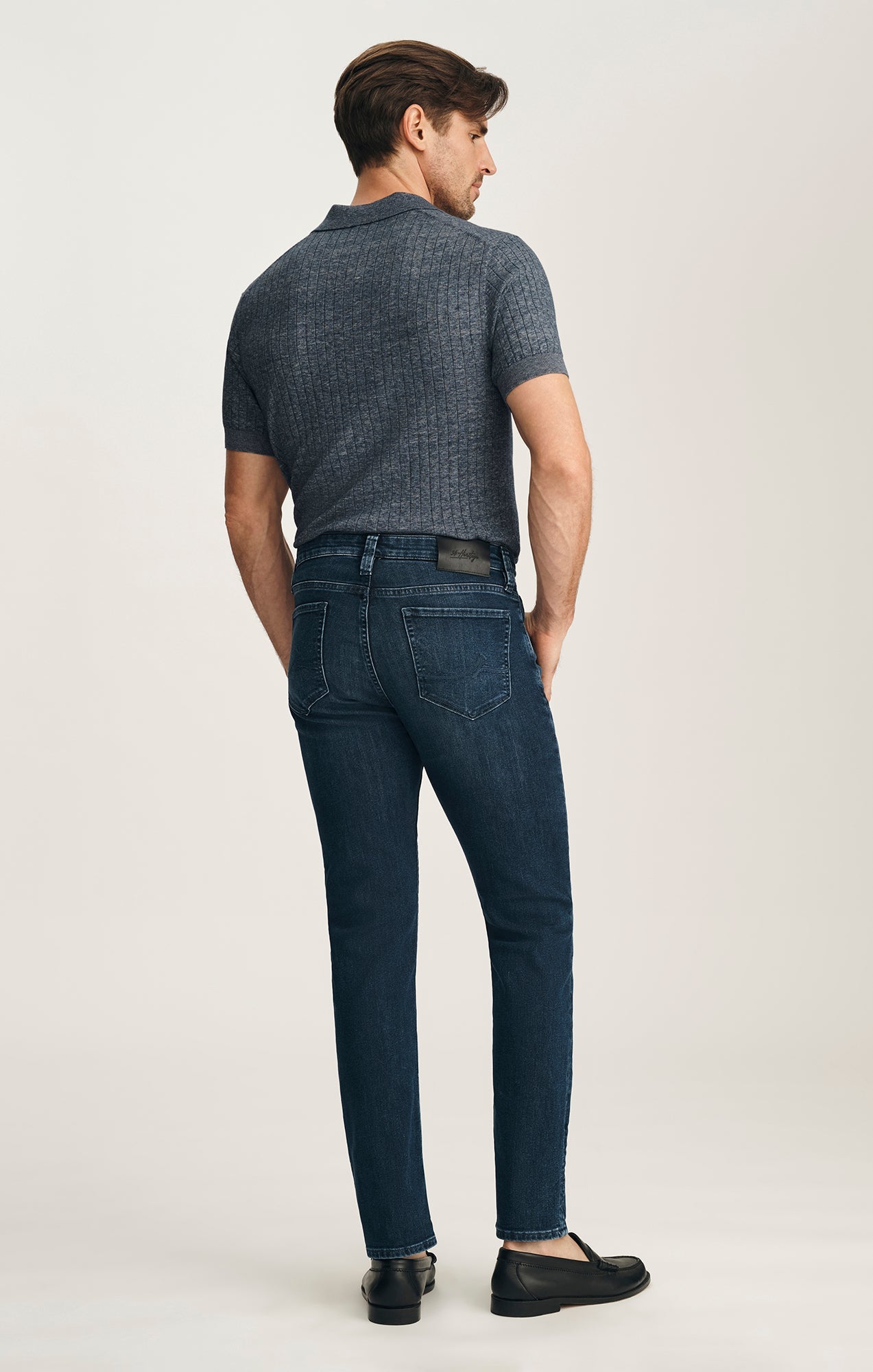 34 Heritage Courage Straight Leg Jeans In Deep Brushed Aerodenim