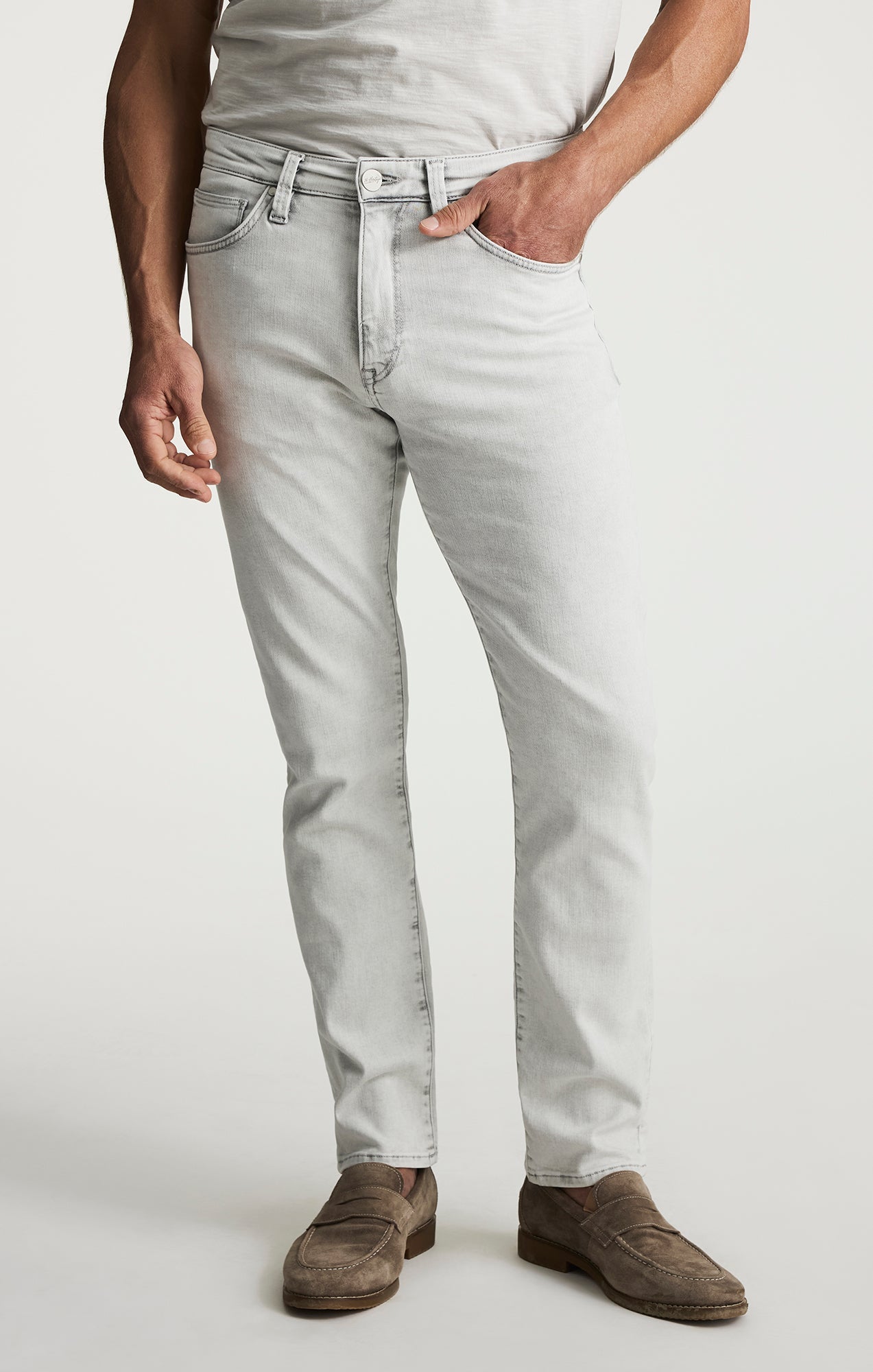 34 Heritage Courage Straight Leg Jeans In Ice Grey Organic Ultra