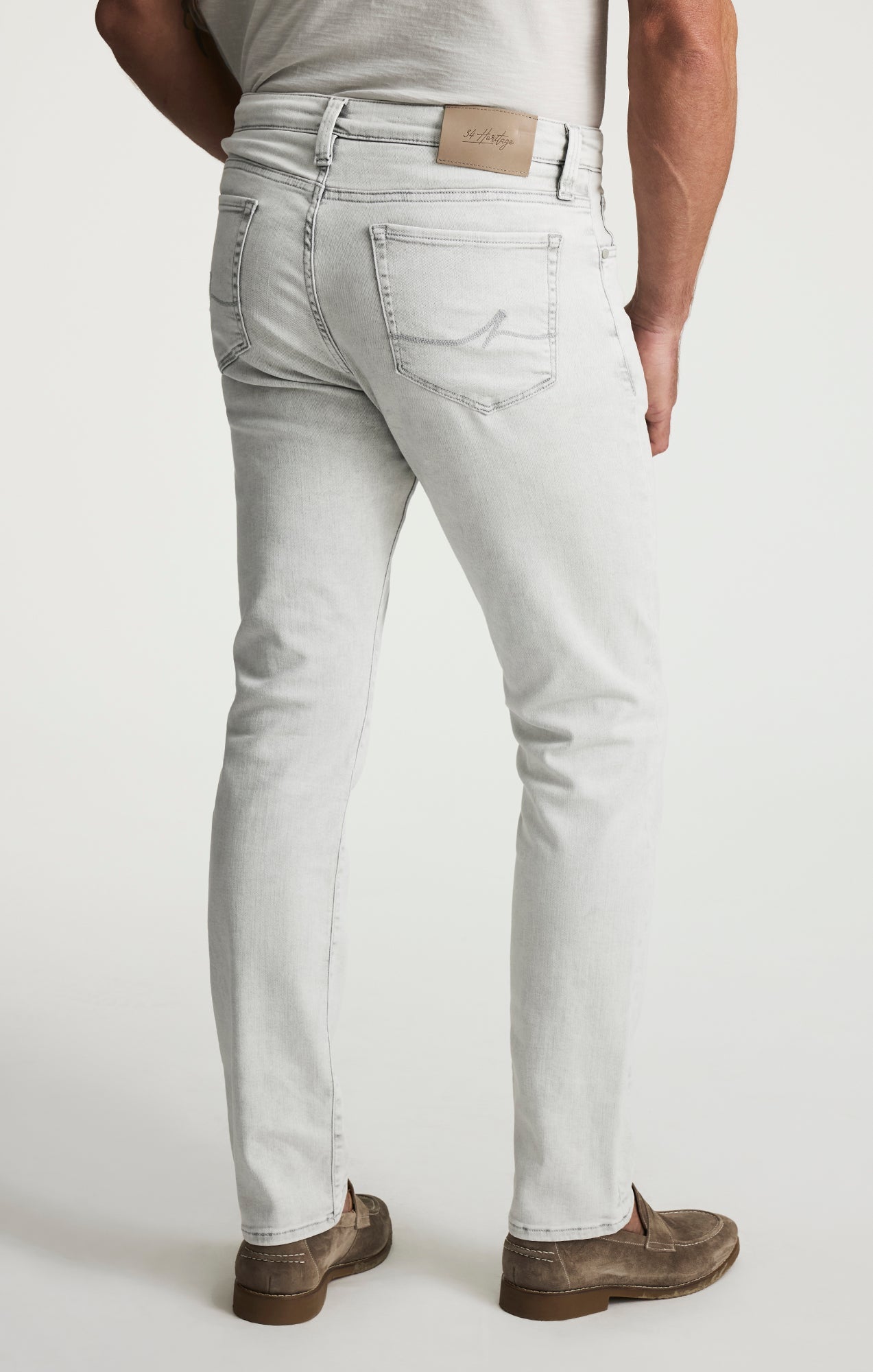 34 Heritage Courage Straight Leg Jeans In Ice Grey Organic Ultra
