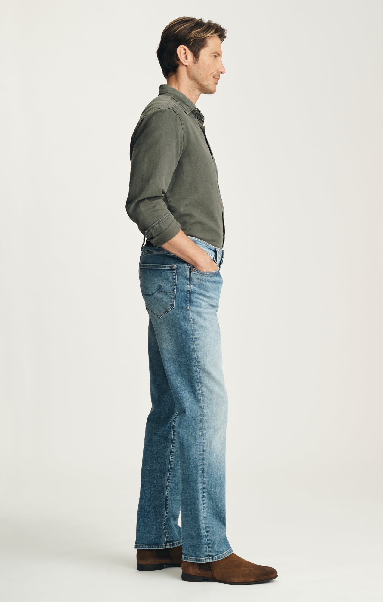 34 Heritage Cash Bootcut Jeans In Light Brushed Vintage
