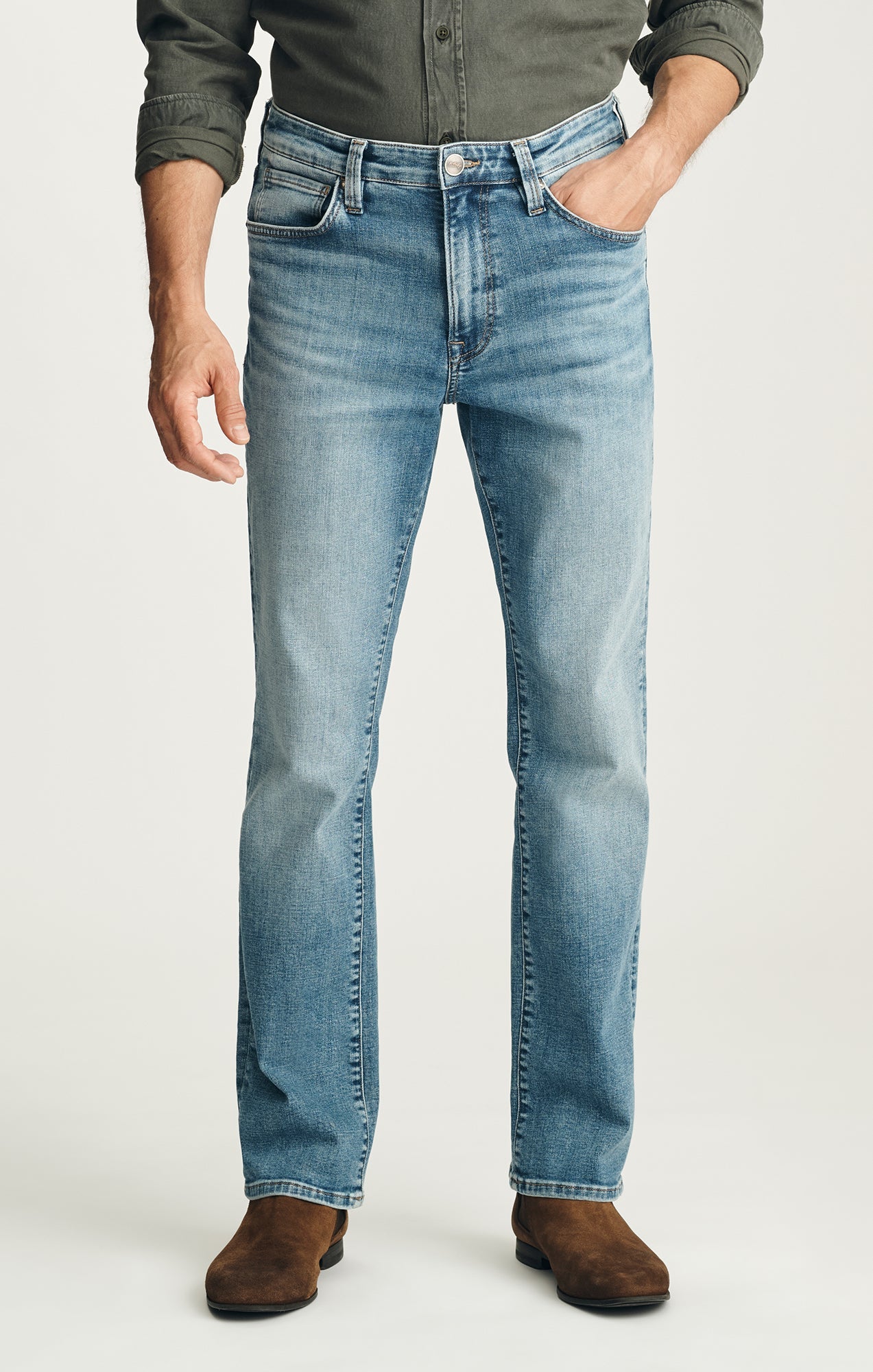 34 Heritage Cash Bootcut Jeans In Light Brushed Vintage