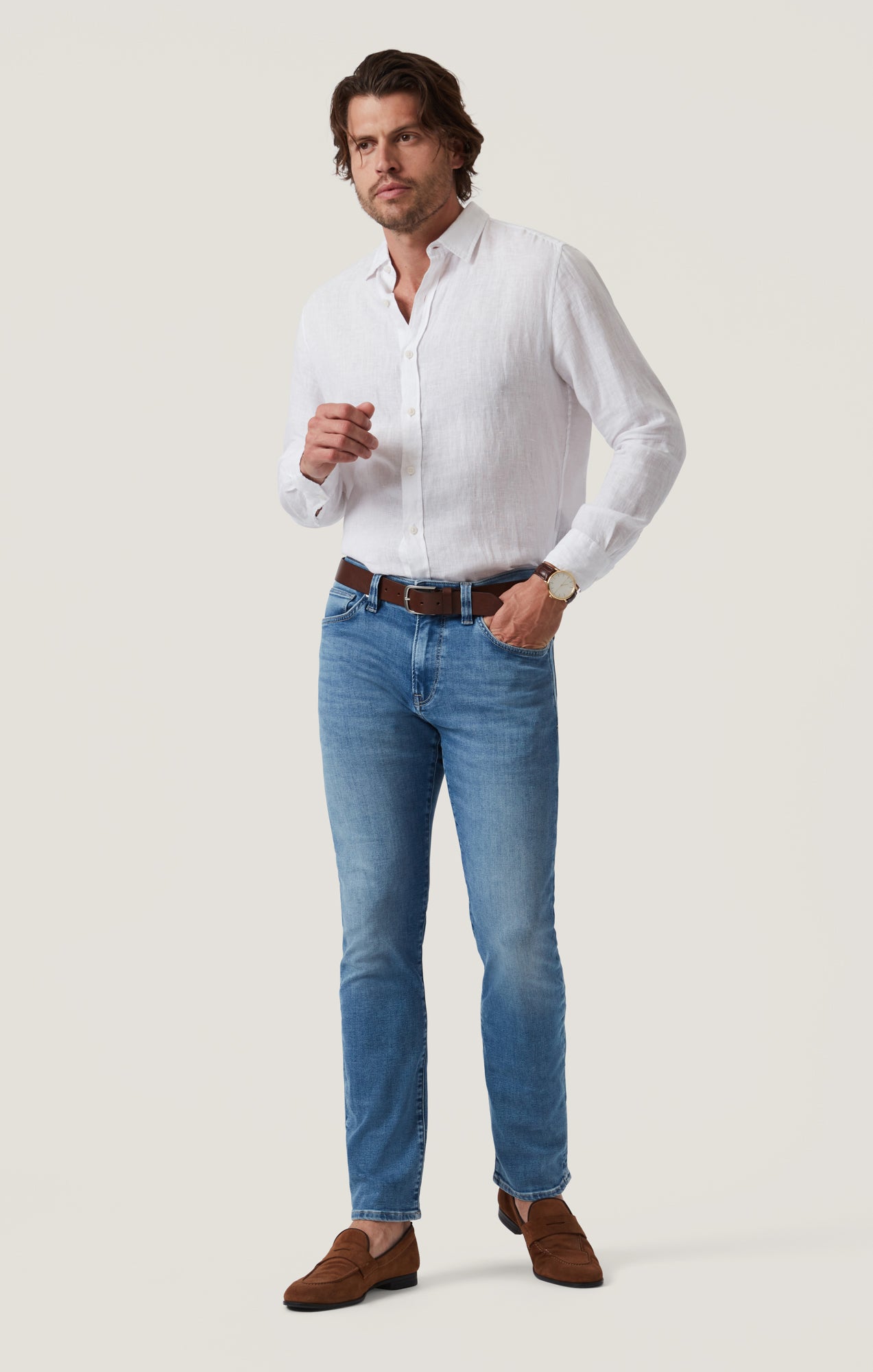 34 Heritage Charisma Relaxed Jeans in Mid Brushed Organic Ultra