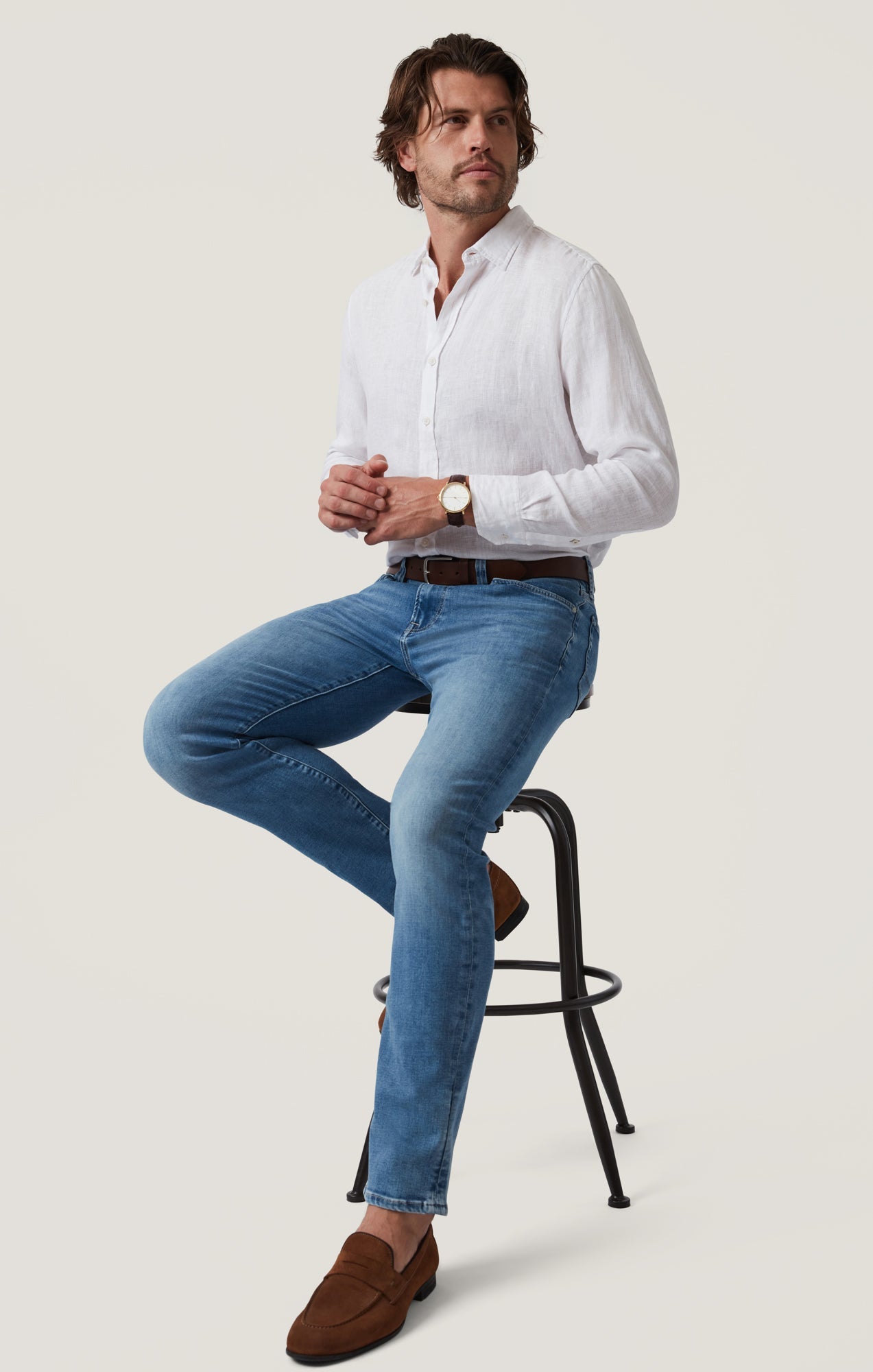 34 Heritage Charisma Relaxed Jeans in Mid Brushed Organic Ultra