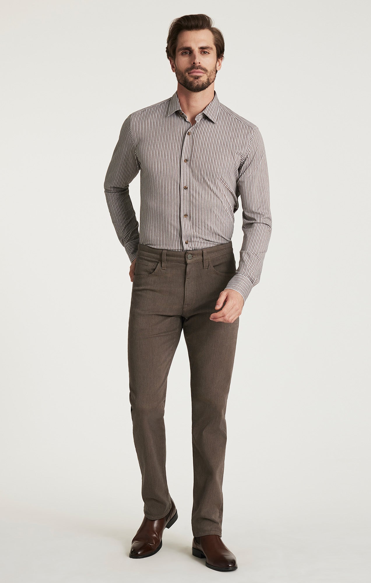 34 Heritage Courage Straight Leg Pants in Coffee Diagonal