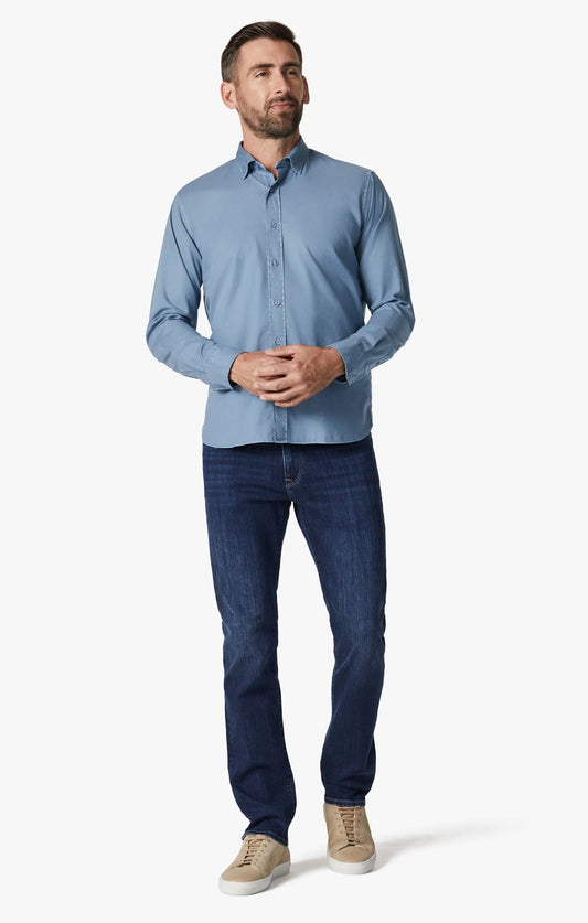 34 Heritage Courage Straight Leg Jeans In Deep Brushed Organic