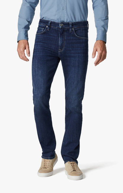 34 Heritage Courage Straight Leg Jeans In Deep Brushed Organic