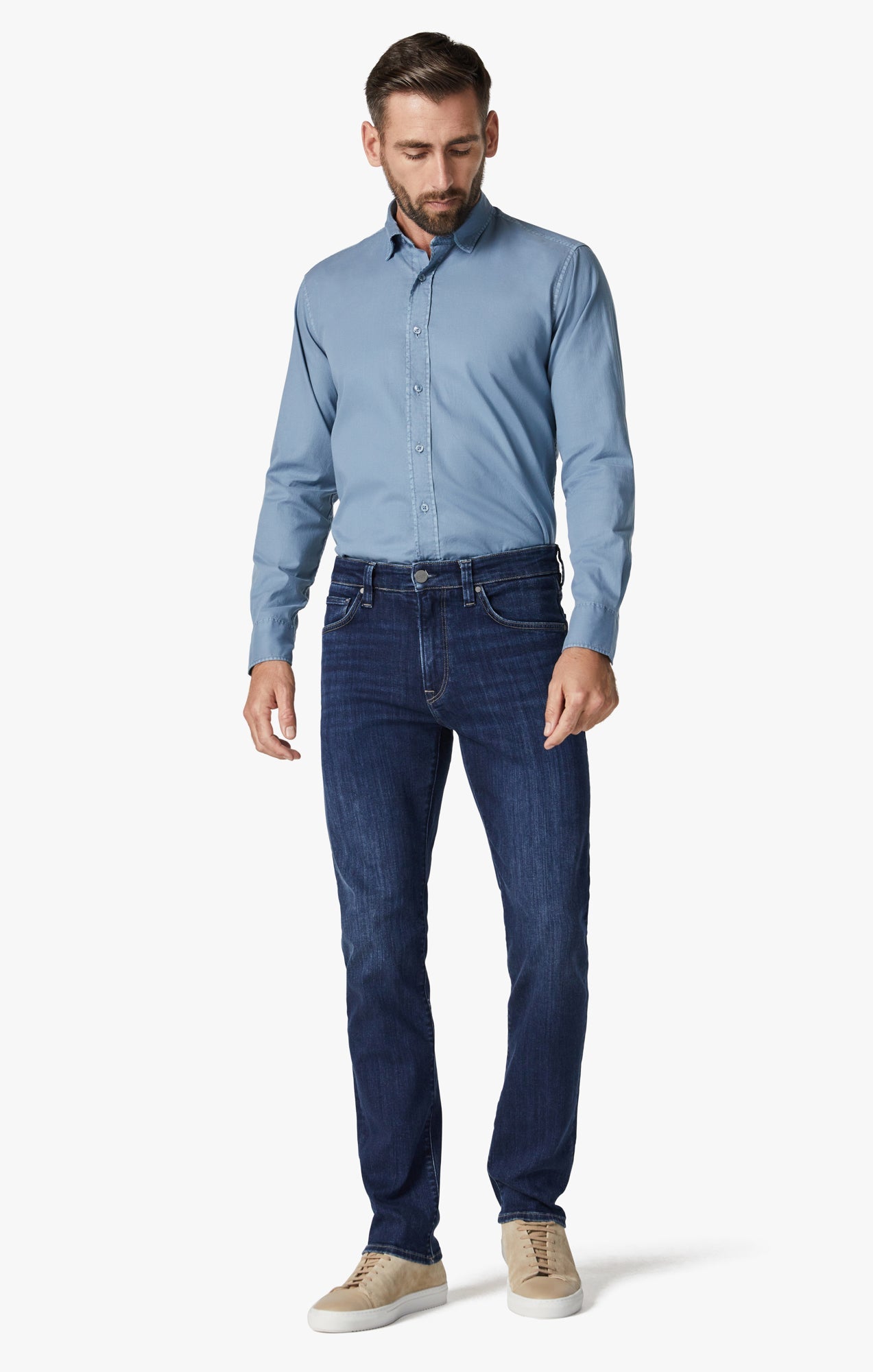 34 Heritage Courage Straight Leg Jeans In Deep Brushed Organic