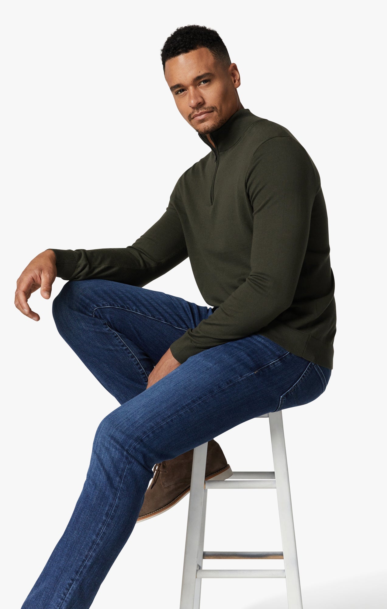 34 Heritage Courage Straight Leg Jeans in Deep Brushed Organic