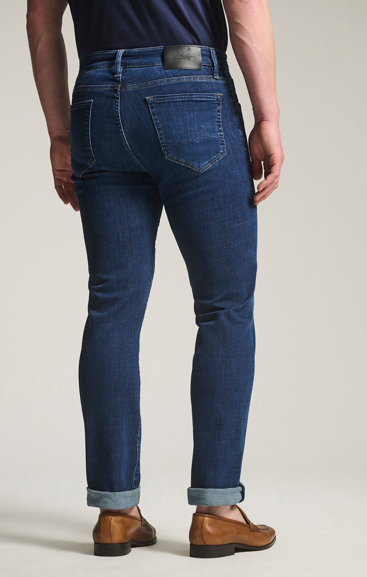 34 Heritage Courage Straight Leg Jeans in Indigo Brushed Organic Ultra