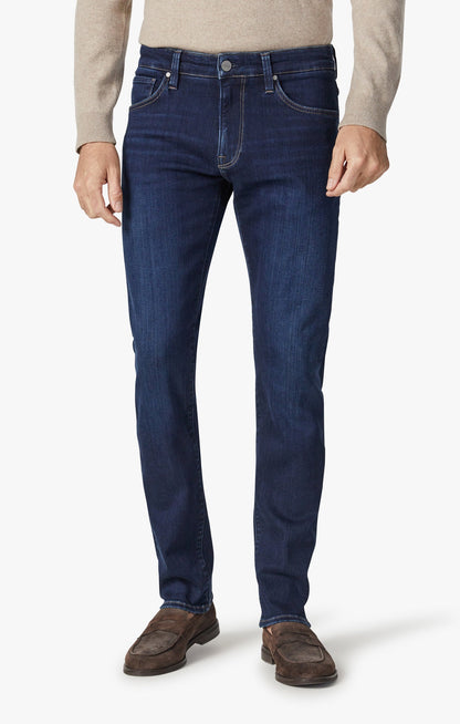 34 Heritage Courage Straight Leg Jeans In Dark Brushed Organic