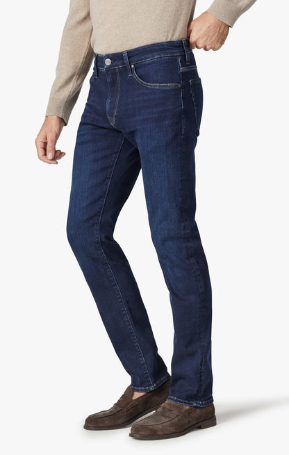 34 Heritage Courage Straight Leg Jeans In Dark Brushed Organic