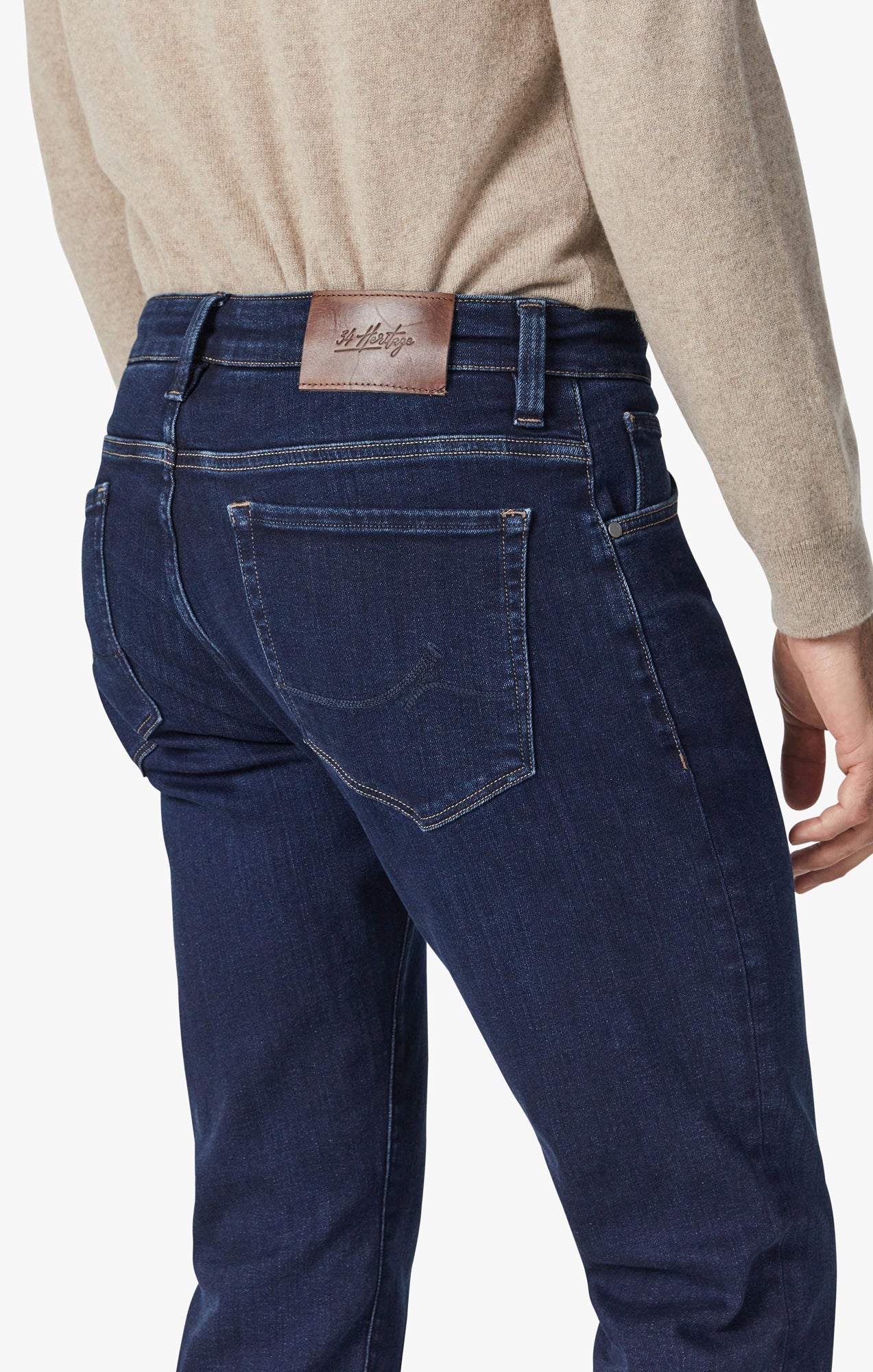 34 Heritage Courage Straight Leg Jeans In Dark Brushed Organic