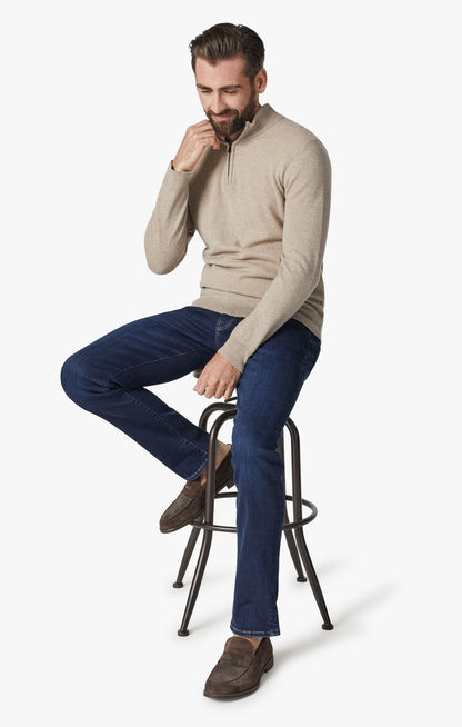 34 Heritage Courage Straight Leg Jeans In Dark Brushed Organic