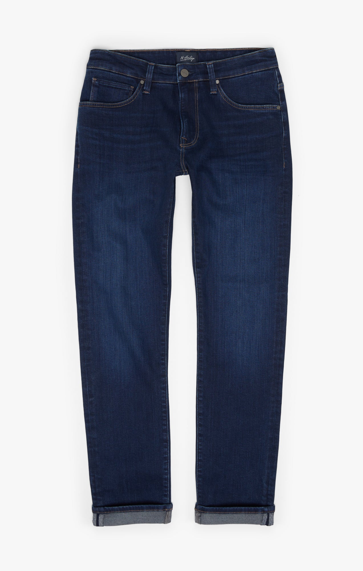 34 Heritage Courage Straight Leg Jeans In Dark Brushed Organic
