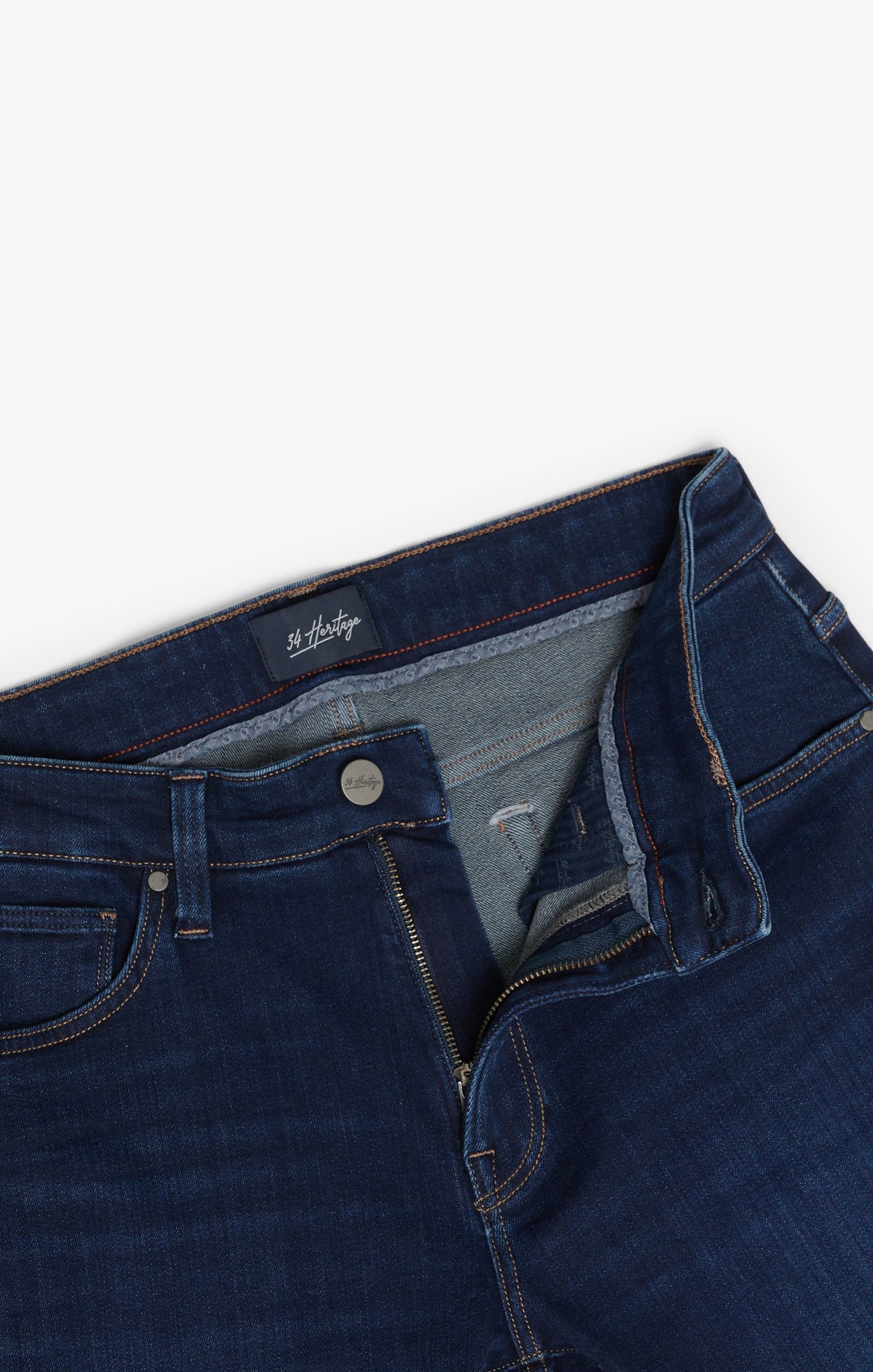 34 Heritage Courage Straight Leg Jeans In Dark Brushed Organic