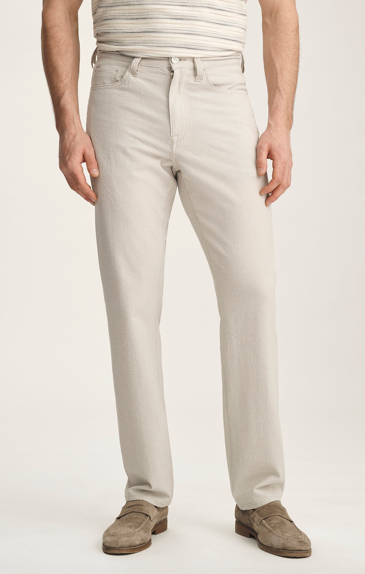 34 Heritage Charisma Relaxed Straight Pants In Stone Seersucker